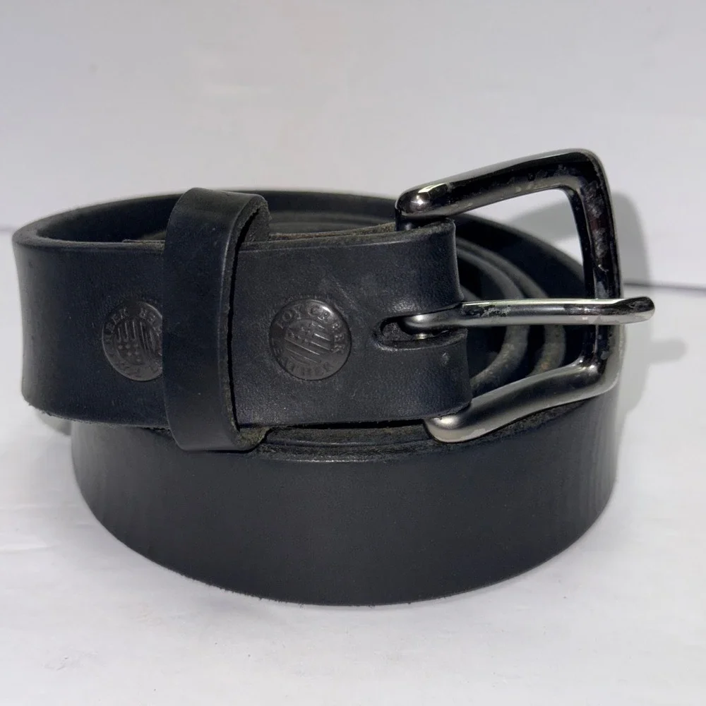 Fox Creek Leather Belt Mens 44 Black Full Grain Leather Roller Buckle USA Made